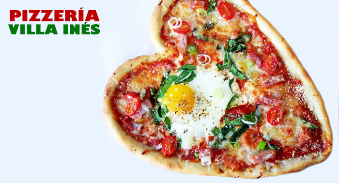 Celebra San Valentín en casa 1 Pizza + Refresco de 2 L desde sólo 5.40€ en Pizzería Villa Inés