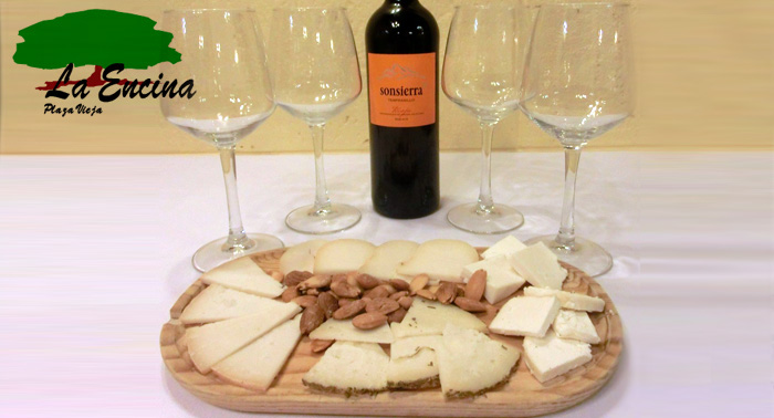 Botella Rioja Sonsierra con Tabla de Quesos o tapas desde sólo 9€ en Restaurante la Encina