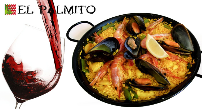 Paella para 2 + Botella de vino sólo 19€ en Restaurante Peña Flamenca El Palmito