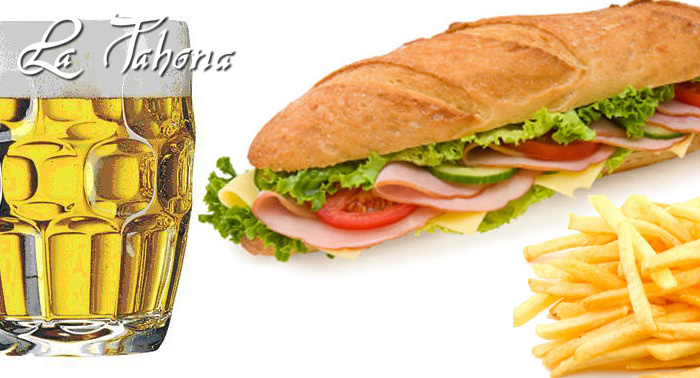 2Bocadillos, 2Pintas (jarra más de 500ml) y Ración de Patatas, 2 o 4 personas desde 4€/pers.