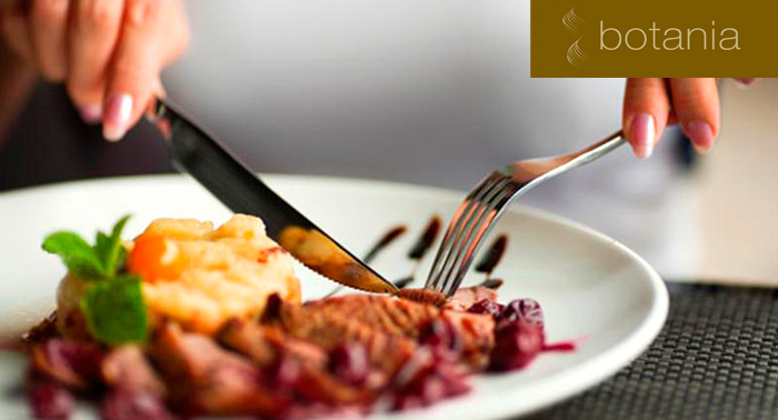 Menú Gourmet para 2 personas: Entrante y dos platos + 4 Bebidas y Postre en Botania