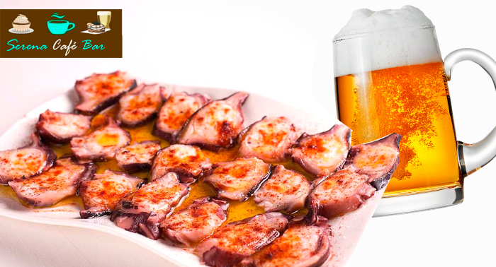 Para 2 Personas: Jarra + 2 Platos de Pulpo a la Gallega o salchichas Blancas 