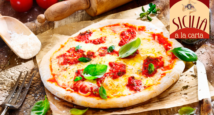 Llévate a casa 2 deliciosas Pizzas Medianas o Gourmet desde sólo 6,90€ en Sicilia a la Carta