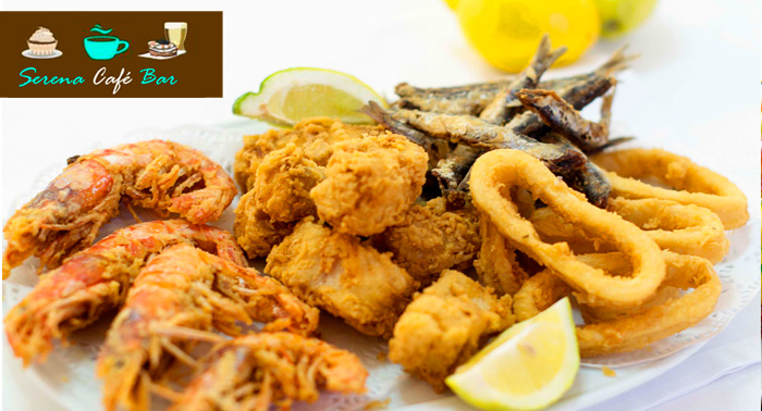 Para 2: Ración Marinera + Ración degustación de croquetas caseras + Ensalada + Jarra 