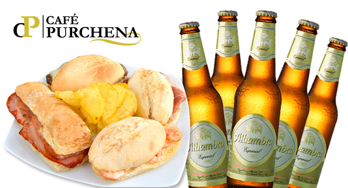 5 Quintos de Alhambra + 5 Montaditos, y opción bonos para Feria del mediodía en el centro