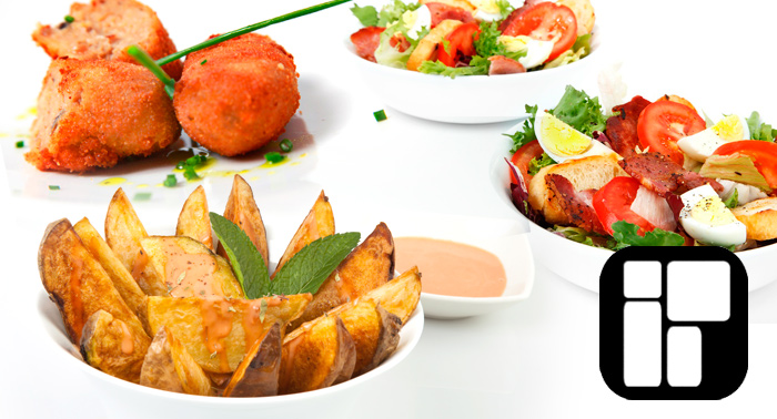 Cena Gourmet para 2 a la luz de las velas: Ensalada Ibiza + Entrante + Plato + Bebidas y Postre