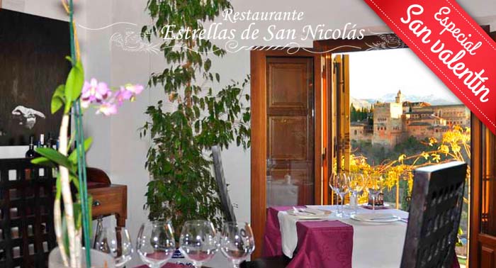 Regala un Menú gourmet con vistas a la Alhambra para 2 en el Rest. Estrellas de San Nicolas