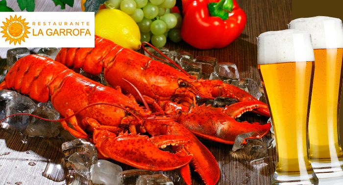 Entrecot de Ternera con Guarnición o Langosta de 1kg + Bebidas junto a la Playa