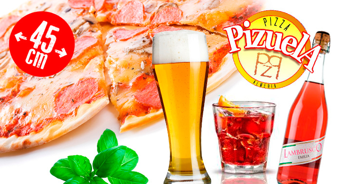 ¡Para llevar! Pizza de 45cm de diametro a elegir entre diferentes especialidades + Bebida
