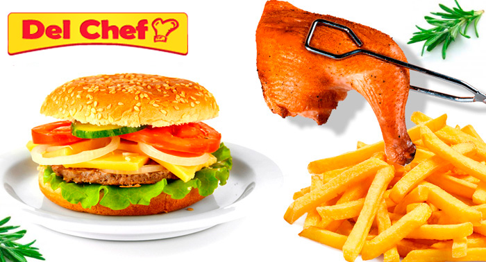 2 ó 4 Burgers + Patatas ó 2 ó 4 Tarrinas de patatas, pollo asado y queso. (Recoger o domicilio)