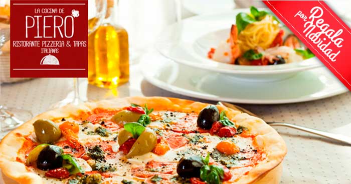 Comida Italiana para 2: Pizzas + Bebidas en La Cocina de Piero, nuevo Ristorante en el Centro