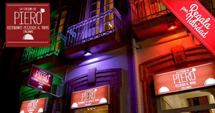 Comida Italiana para 2: Pizzas + Bebidas en La Cocina de Piero, nuevo Ristorante en el Centro