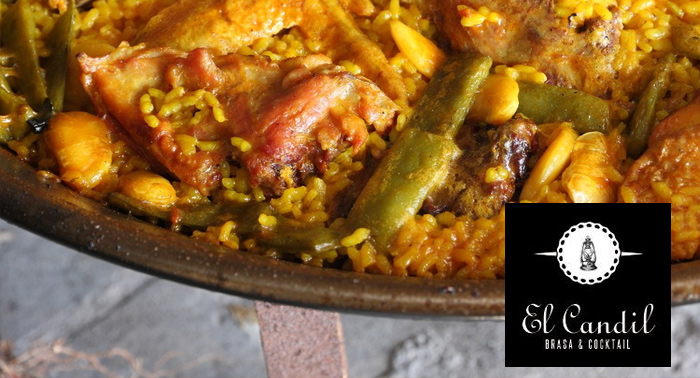 Para 2: Paella de carne o Vegana o Arroz negro con alioli de curry verde + 2 bebidas, El Candil