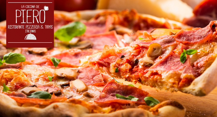 La mejor comida italiana en La Cocina de Piero: Pizza, Pasta, Risotto... + Entrante + 2 Bebidas
