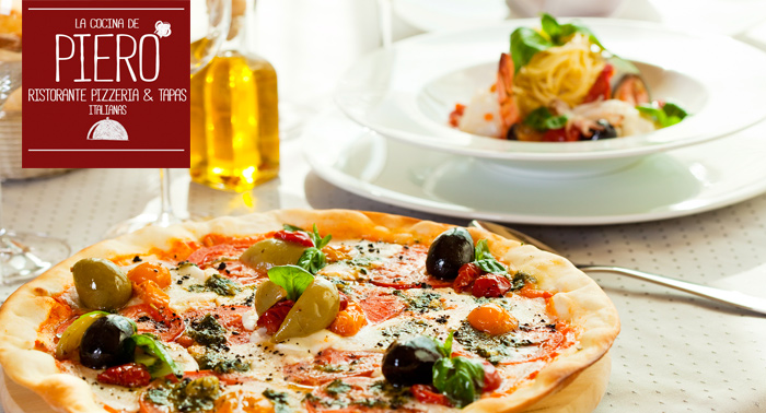 La mejor comida italiana en La Cocina de Piero: Pizza, Pasta, Risotto... + Entrante + 2 Bebidas