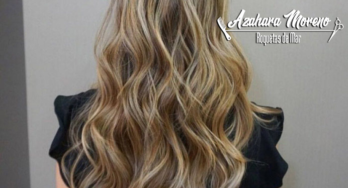 ¡Look natural! Mechas Balayage + Hidratación + Peinado en Peluquería Azahara Moreno