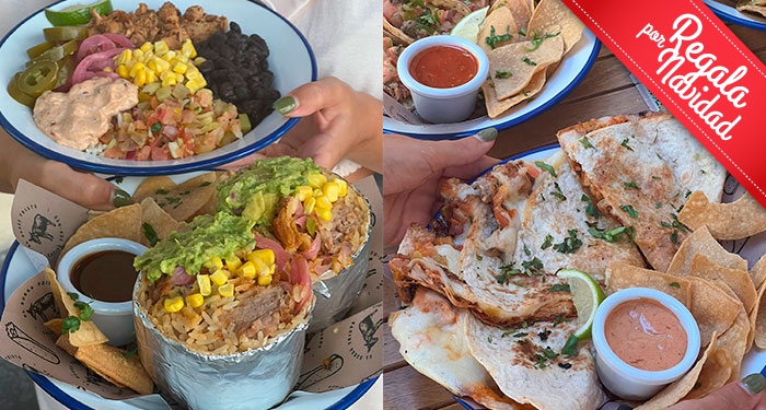 ¡Menú TexMex para 2 o 4 en El Burro Triste! Burritos, Encuerados o Ensaladas + Nachos + Bebidas