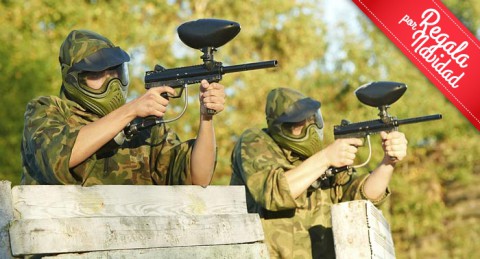 ¡¡A la batalla!! Paintball con todo el Material + 100 Bolas + Fotos + 3 Escenarios + Refresco