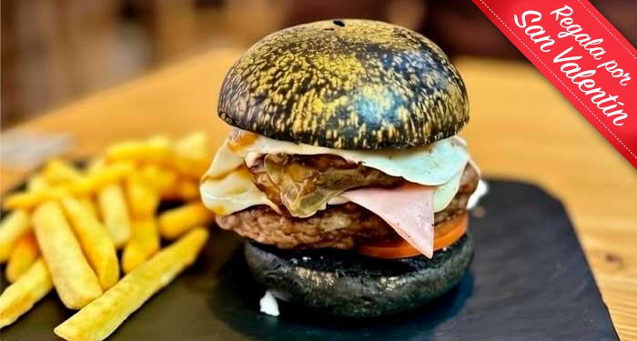 Delicioso Planazo: 2 Hamburguesas en pan bañado en oro + Patatas + 2 Bebidas en Jauja